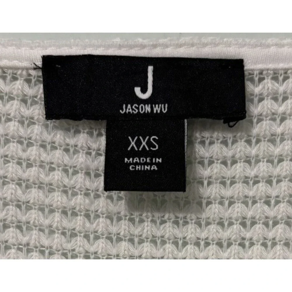 J Jason Wu White waffle knit open front cardigan duster size XXS
